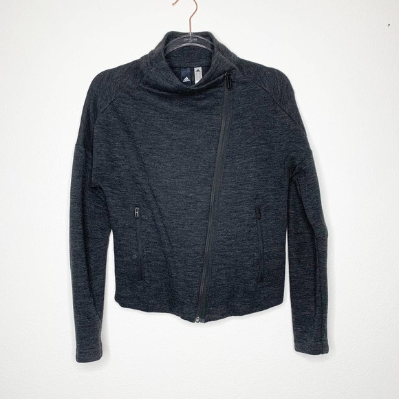 adidas Jackets & Blazers - ADIDAS Womens Heartracer Gray Asymmetrical Zip Up Sweater XS